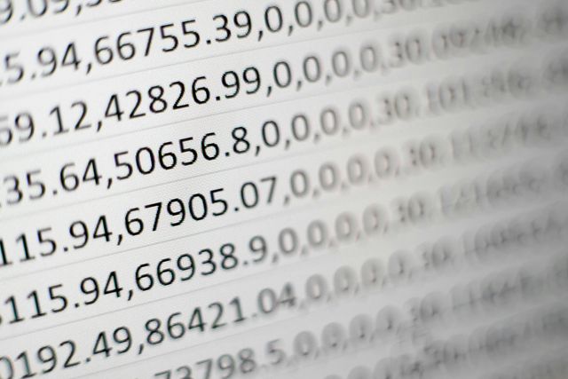 A spreadsheet full of numbers.